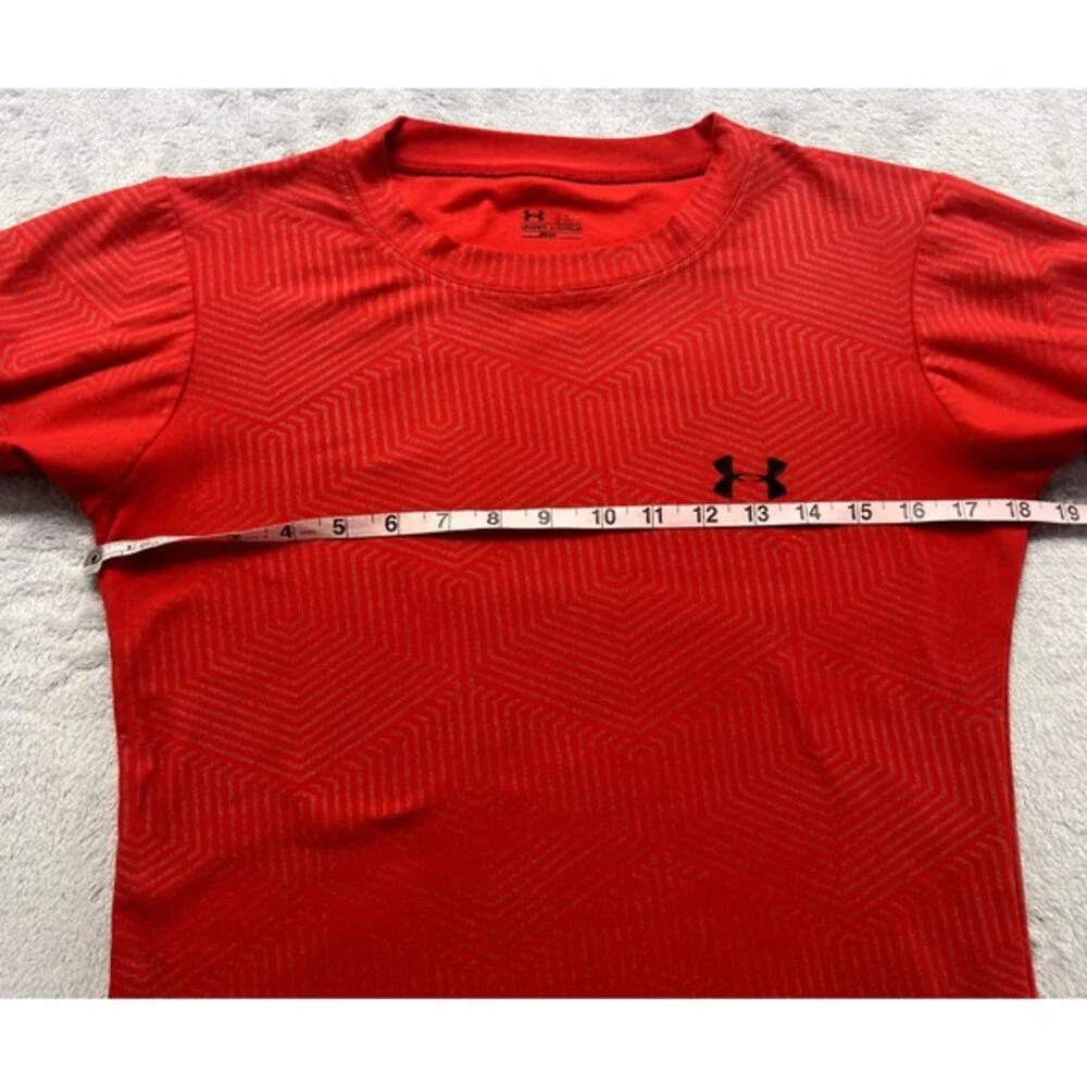 Under Armour Shirt Youth 2XL Boys XXL Red Short Sleeve HeatGear Athletic Workout